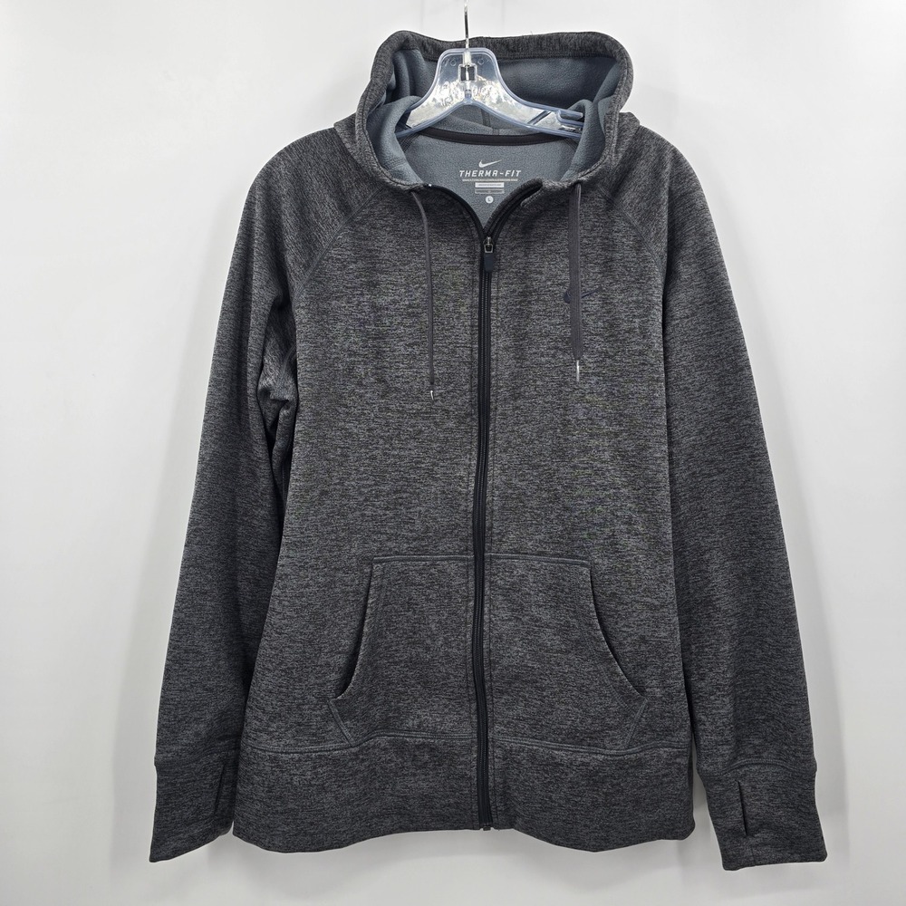 Nike Therma-FIT Jacket Womens Large Full‎ Zip Hoodie Gray Heather